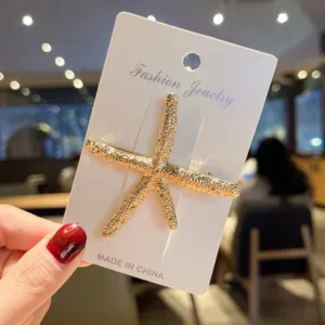Silver Starfish Hair Clip Women's