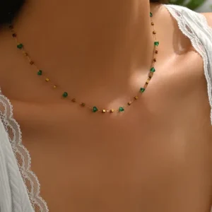 wedding style stone square simple chain 18k gold plated