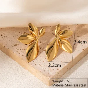 Gold Sculpted Leaf Studs