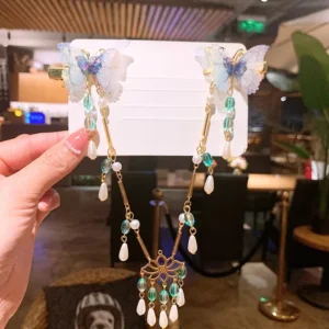 childrens retro style hair jewellery with butter fly tassels