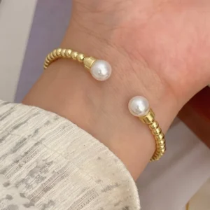 Pearl End Open Bangle