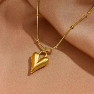 heart shape pendant with chain 18k gold plated