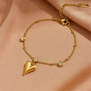 Golden heart charm bracelet