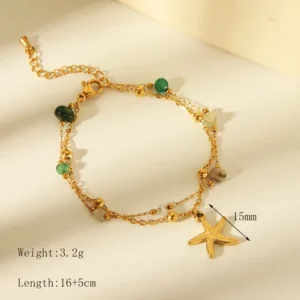 Emerald starfish charm bracelet