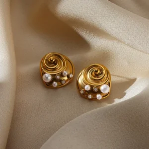 Swirl Pearl Stud Earrings