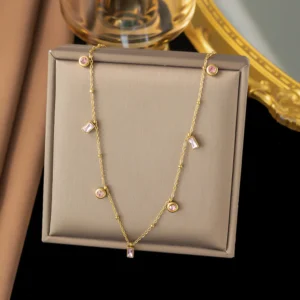 casual simple multi type stone chain