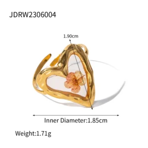 Heart shape flower print ring