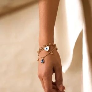 Layered evil eye charm bracelet