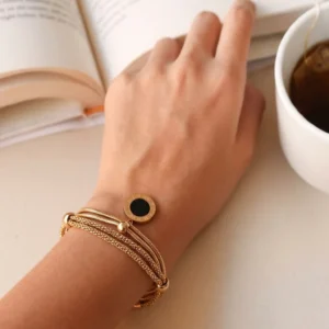 Multi stand popcorn and snake chain bracelet