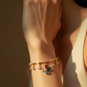 Multi colour flower charm bracelet