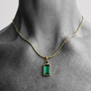 Emerald baguette pendant chain