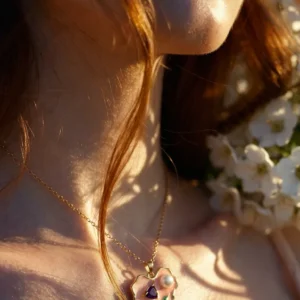 Romantic pearl enamel heart chain