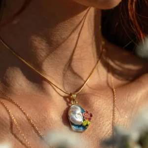 Serene bloom enamel pearl chain